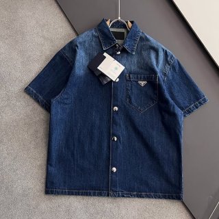 Very popular! Prada knockoff stylish logo denim shirt pux82278