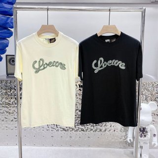 Loewe Embroidered Cotton Crew Neck T-Shirt Replica loc31673