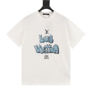 Attention ★Louis Vuitton Tarring Print Short Sleeve T-Shirt Copy vuj52246