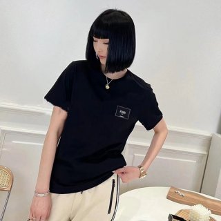 High quality Fendi men's logo embroidered cotton short sleeve T-shirt replica fev75558