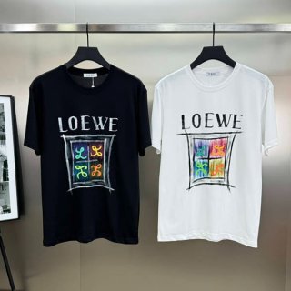 No. 1 in total sales! Loewe cotton wide T-shirt fake log30726