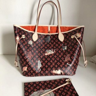 ★Popular! LimitedLouis Vuitton Cat & Dog Catgram Neverfull Fake MM Tote Bag M44441