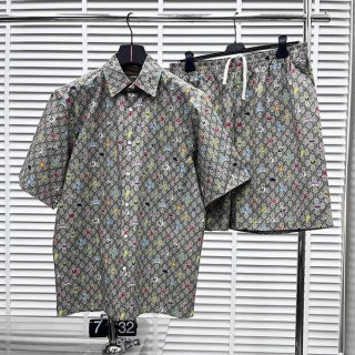 Gucci printed cotton poplin shirt replica top and bottom set 782499
