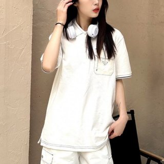Recommended Prada Stretch Cotton Parody Short Sleeve Polo Shirt puu38655