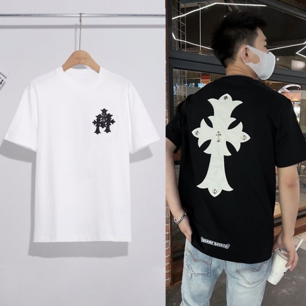Classic ★ Hard to find! Chrome Hearts Super Copy Triple Cross Logo T-shirt 2 colors Kuo25360