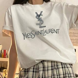 Saint Laurent Replica Logo Print Short Sleeve T-Shirt Sas81075