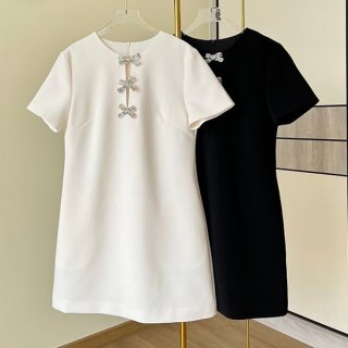 ★Popular in Japan! Valentino Replica Crepe Couture Ribbon Short Dress 2 Colors Vub36503