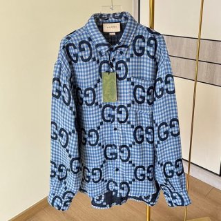 Classic Gucci Jumbo GG Grade N Check Wool Shirt Logo gup10199