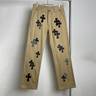 CHROME HEARTS Replica Cemetery Cross Patch Denim Pants Kua52486