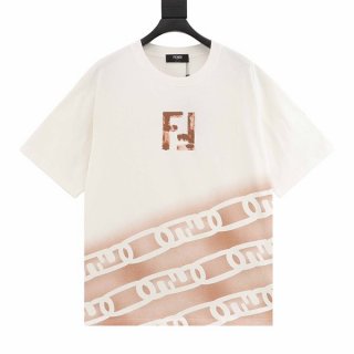 Fendi Diagonal FF Print Short Sleeve T-Shirt Replica fev01152