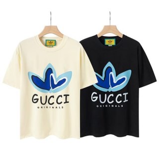 Extremely rare! Gucci adidas collaboration knockoff cotton jersey T-shirt in 2 colors guz44401