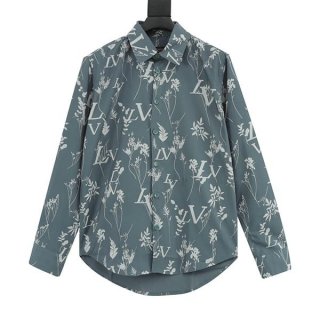 ClassicLouis Vuitton Printed Leaf Regular Shirt Replica 1AA4IE