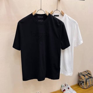 The hottest topic! Prada replica ★ Logo print crew neck jersey short sleeve T-shirt pur98776
