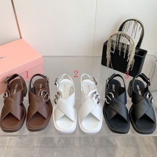 Free shipping Miu Miu bleached leather sandals myv36740