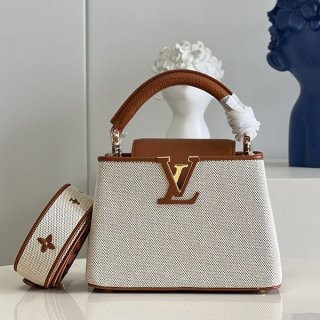 Featured in the magazine "25ans"! Louis Vuitton Capucines Replica Coquille Handbag with Strap 3 Sizes vuy68834