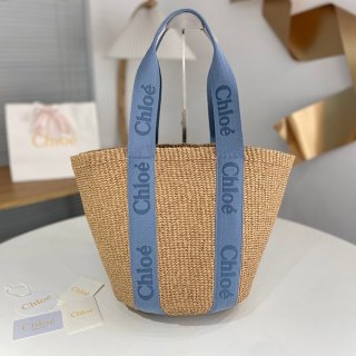 Chloe Replica "WOODY" Large Basket Washed Blue CHC23AS380L184E2