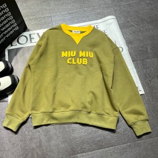 Rare Miu Miu Replica Cotton Fleece Sweatshirt with Embroidered Logo MJL90612HF