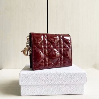 Lady Dior Replica Mini Wallet Patent Calfskin Bi-fold S0178OVRB_M323