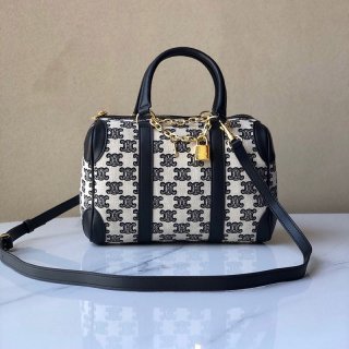 Competition ★ Celine Mini Boston Bag Replica Triomphe Embroidery Black 193652CS838NO