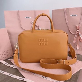 Very popular! Miu Miu leather handbag replica cognac myy59199