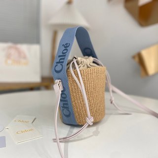 Chloe "WOODY" Replica Small Basket Washed Blue CHC23AS381L184E2