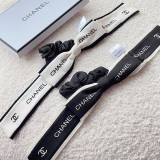 [Great Deal] Fake Chanel Hair Tie Scrunchie Ribbon CC shy40236