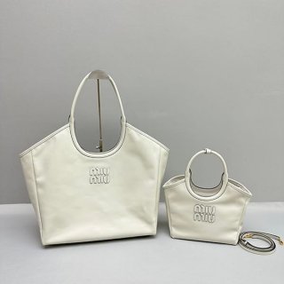 Perfect gift: Miu Miu fake lettering logo leather shopping bag in 2 sizes myl86020