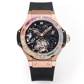 Hublot Replica Big Bang Openwork Tourbillon Rubber Strap Skeleton Tourbillon Movement huq51660