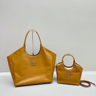 Best Price Miu Miu Replica Lettering Logo Leather Shopping Bag 2 Sizes myl30150
