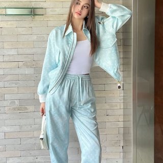 Louis Vuitton Reversible Monogram Bomber Jacket with Tracking, Replica, Top and Bottom Set, vut80076
