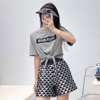 Nice Miu Miu Replica Cotton Logo Cotton T-shirt myz72363