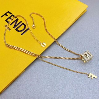 21-22AW★Upgrade your style★ Fendi FF Guilloche Necklace Copy feq38375
