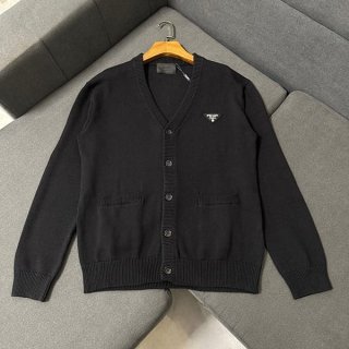 Super cheap price! Prada logo wool cardigan knit V-neck fake puq43640
