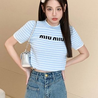 Very popular! Miu Miu striped T-shirt replica mye07078