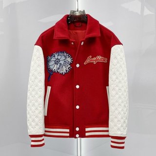 Tracking included LV x YK Yayoi Kusama collaboration varsity jacket red fake 1AB8I1