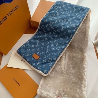 Ultra-limited edition Louis Vuitton denim monogram wool scarf replica vuz01534