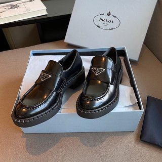 Attention ★ Prada Replica Chocolate Brushed Leather Loafers 1D246M
