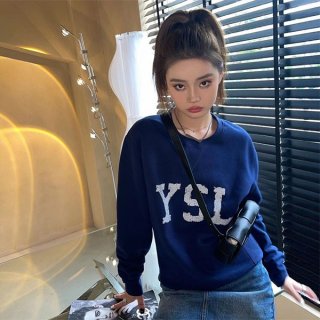 ☆Super popular☆Saint Laurent trainer fake YSL sweatshirt blue Sab58325