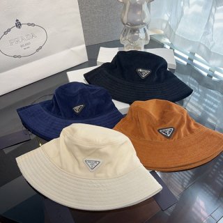 Prada hat velvet bucket hat replica black logo pum14850