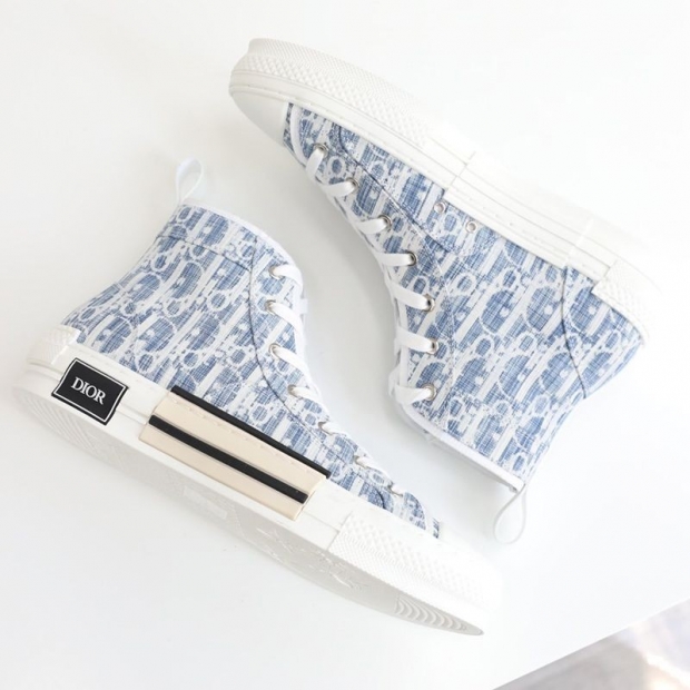 New Dior B23 Replica High Top Sneakers ★ Oblique Kasuri Jacquard 3SH118ZLA_H560