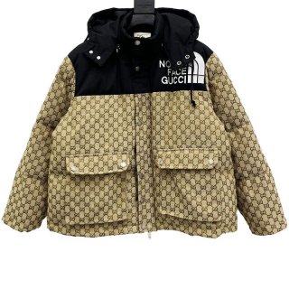 Eye-catching color Gucci x North Face collaboration down jacket GG logo guy82460