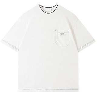 Free shipping Prada cotton T-shirt replica short sleeve logo puu51069