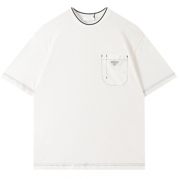Free shipping Prada cotton T-shirt replica short sleeve logo puu51069