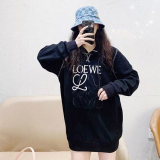 Loewe Anagram Hoodie Replica Black lov32088