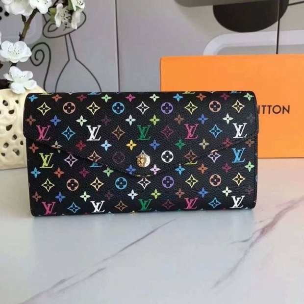 Not available in Japan Louis Vuitton Portefeuille Sarah Replica Long Wallet Monogram Multicolor M60668