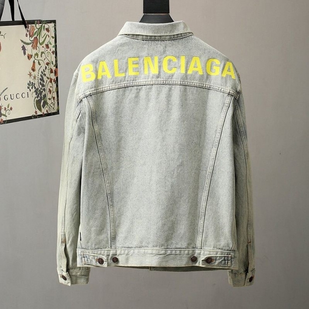 Classic Balenciaga replica logo embroidered denim jacket bau59768