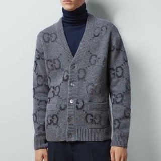 Hard to find Gucci replica logo jacquard wool blend cardigan gun14495