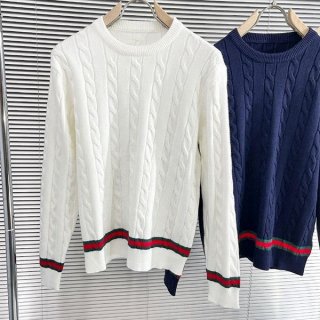 Hard to find! Gucci crew neck sweater replica ★ White & blue guk77953