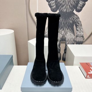 Prada Triangle Logo Suede Boots Replica put26924