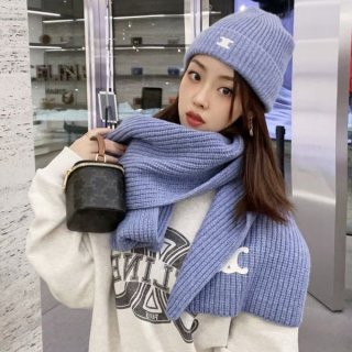 Celine Triomphe Scarf Copy Ribbed Cashmere 2AD96595
